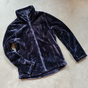 Navy Blue zip up fuzzy fleece jacket